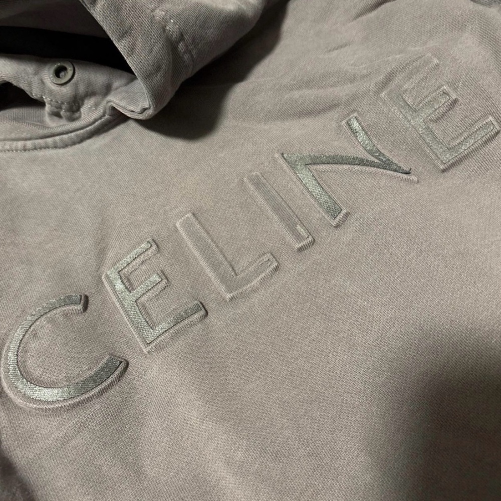 Celine Light Gray Embroidered Sweatshirt